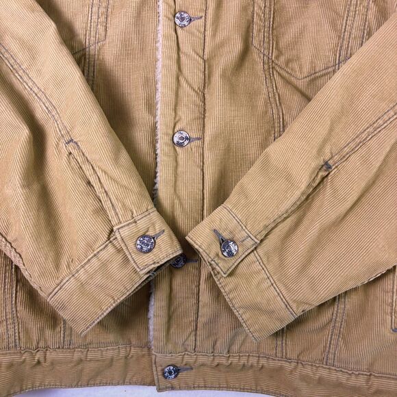 Vintage Levi's Corduroy Sherpa Lined Trucker Jacket Men's XXL Tan Beige Brown - Picture 10 of 16